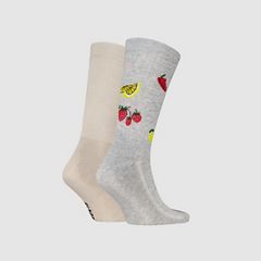 Levi's® Regular Cut Fruit Socks - 2 pack — Grey/Beige - Multi Colour 2