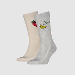 Levi's® Regular Cut Fruit Socks - 2 pack — Grey/Beige - Multi Colour 1