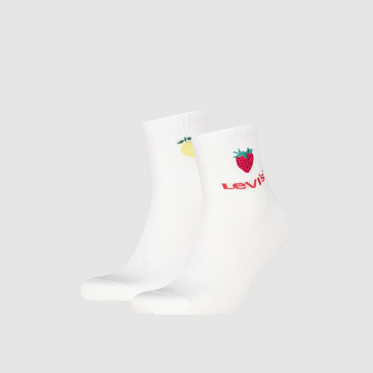 Levi's® High Mid Cut Fruit Graphic Socks - 2 pack — White Combo - White