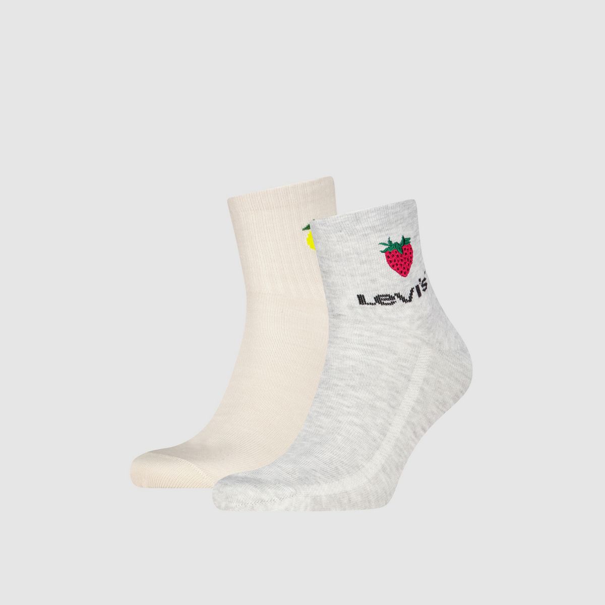 Levi's® High Mid Cut Fruit Graphic Socks - 2 pack — Grey/Beige - Multi Colour