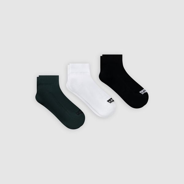 Levi's® Mid Cut Batwing Logo Recycled Cotton Socks - 3 pack — Green Combo - Green