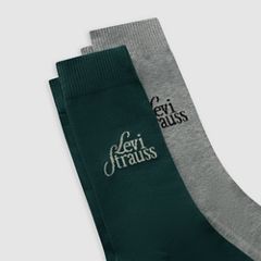 Levi's® Regular Cut Logo Socks - 2 Pack — Green/Grey Melange - Multi Colour 2