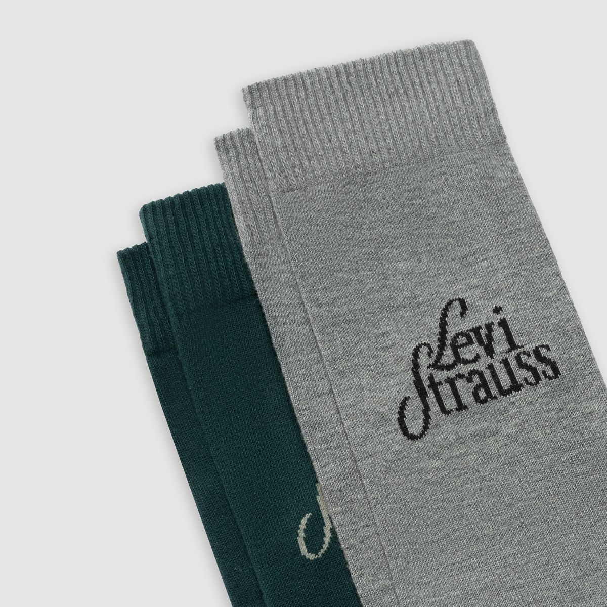 Levi's® Regular Cut Logo Socks - 2 Pack — Green/Grey Melange - Multi Colour