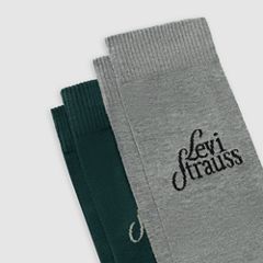 Levi's® Regular Cut Logo Socks - 2 Pack — Green/Grey Melange - Multi Colour 3