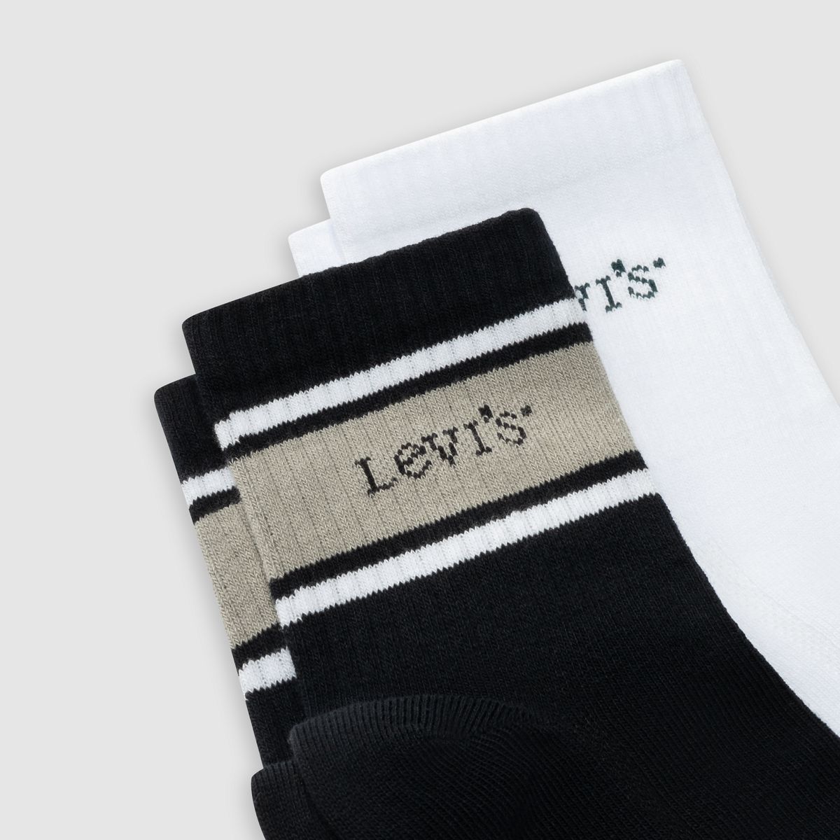 Levi's® Mid Cut Socks - 2 Pack — Black/White - Black