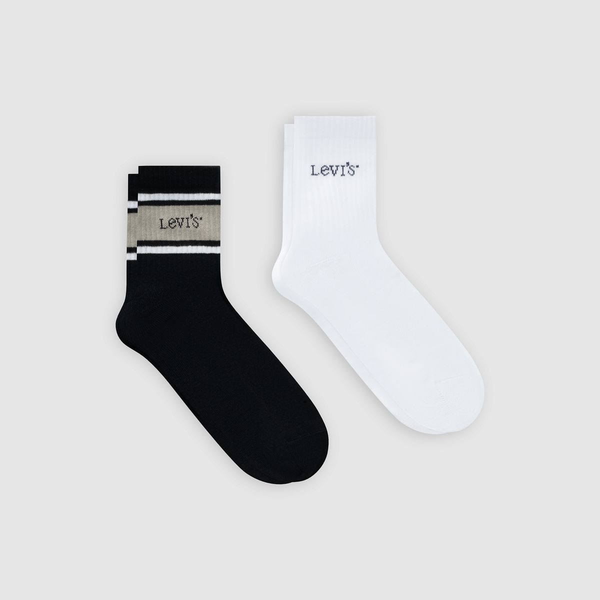 Levi's® Mid Cut Socks - 2 Pack — Black/White - Black