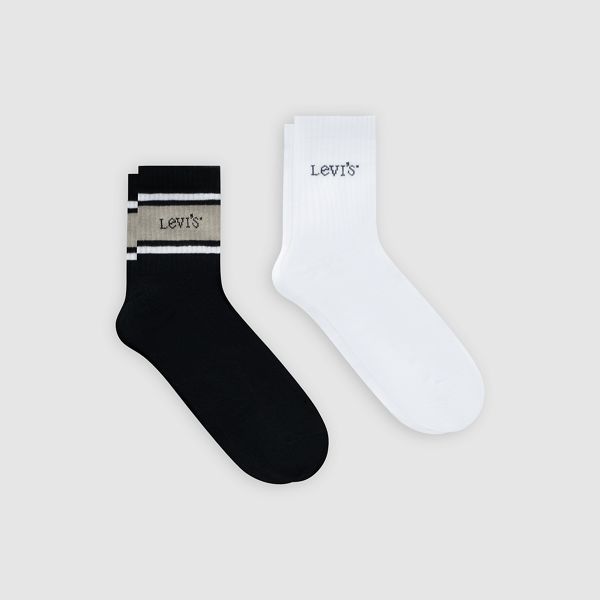Levi's® Mid Cut Socks - 2 Pack — Black/White - Black