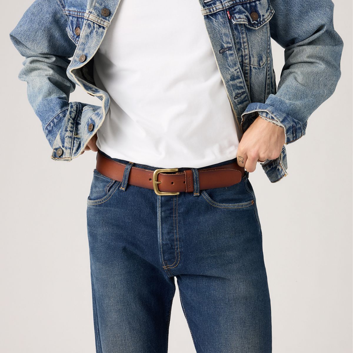 Levis Tumbled Icon Belt — Drake Khaki - Brown