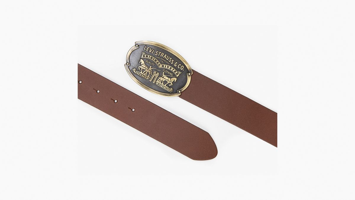 Billy Plaque Belt — Medium Brown - Brown