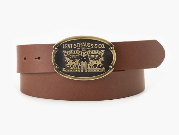 Billy Plaque Belt — Medium Brown - Brown