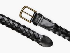 Leather Braid Belt — Black 2