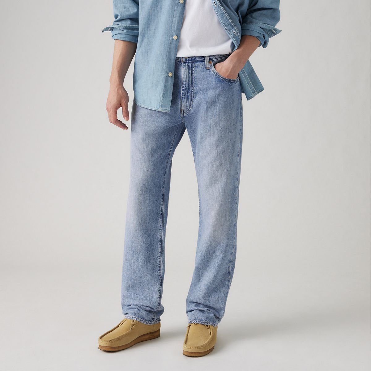 555™ Relaxed Straight Linen+ Denim Men's Jeans — Call Me Again - Light Wash