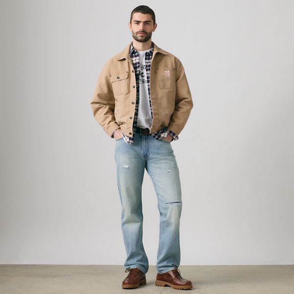 555™ Relaxed Straight Men's Jeans — Style Tension Destructed - Light Wash