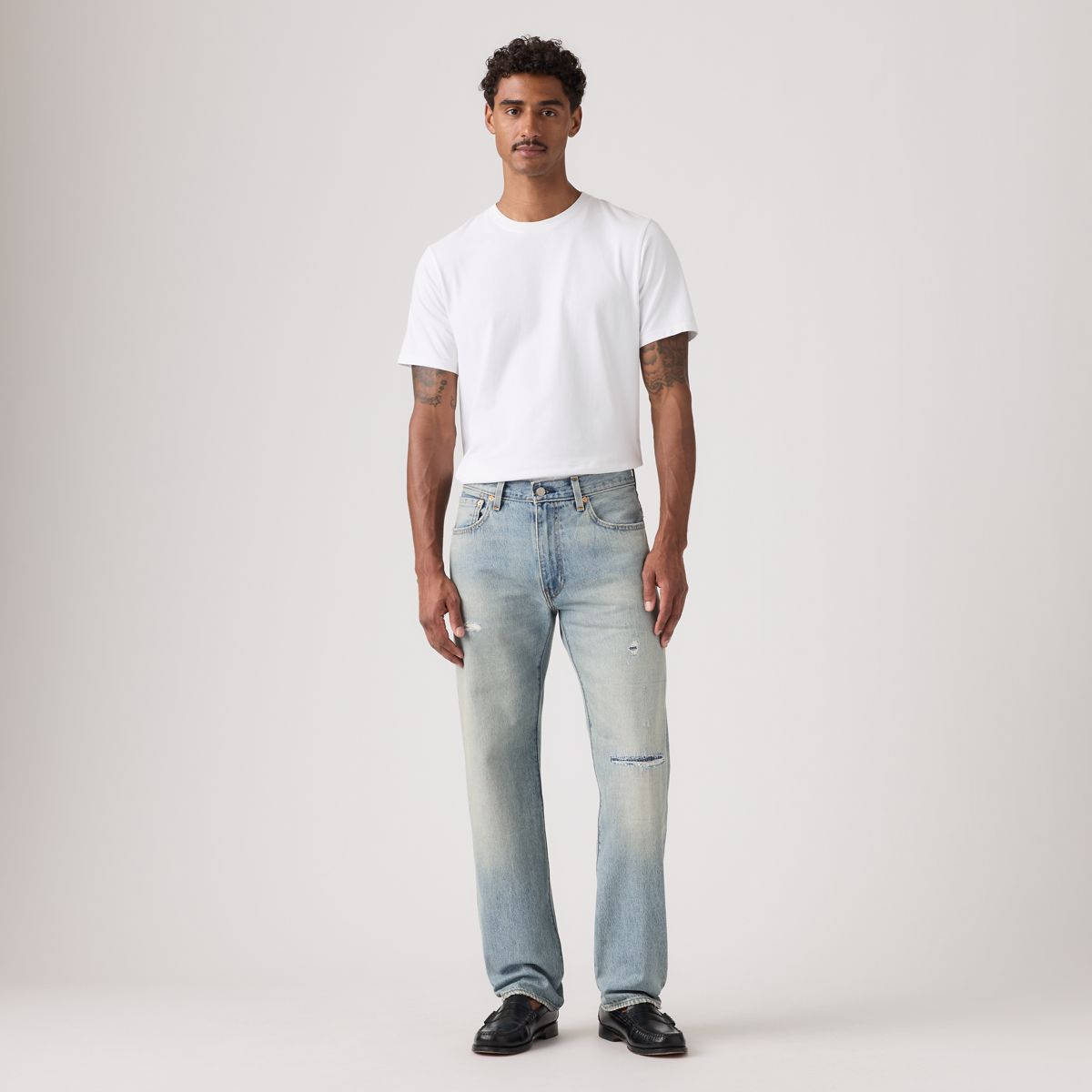 555™ Relaxed Straight Men's Jeans — Style Tension Destructed - Light Wash