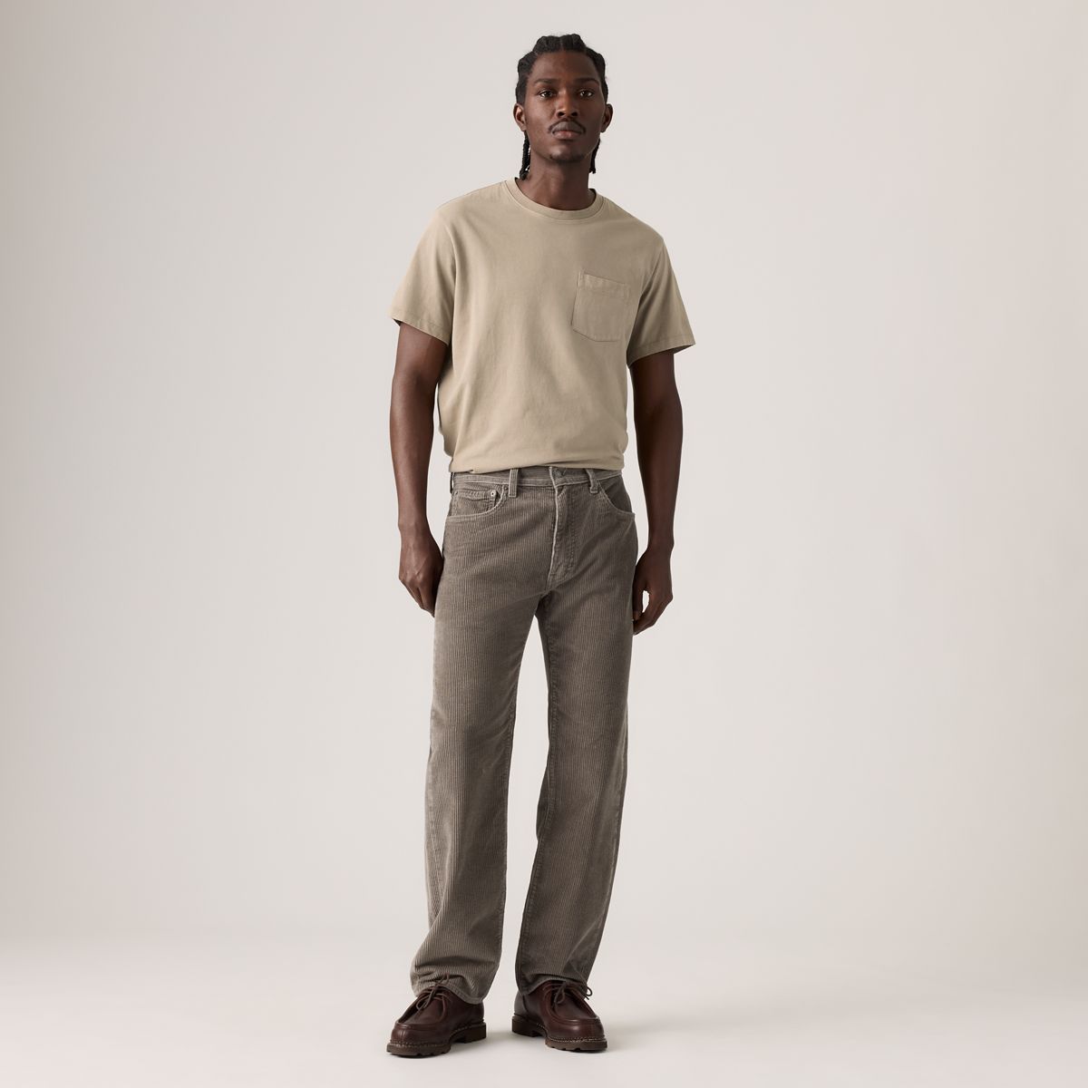 555™ Relaxed Straight Corduroy Men's Jeans — Smokey Taupe - White