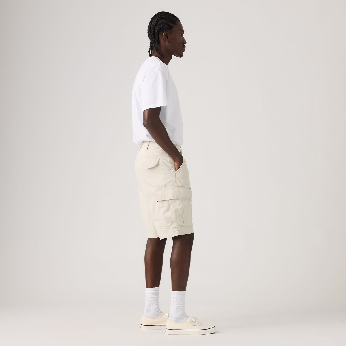 Carrier Cargo Shorts — Pumice Stone Lightweight Canvas - White