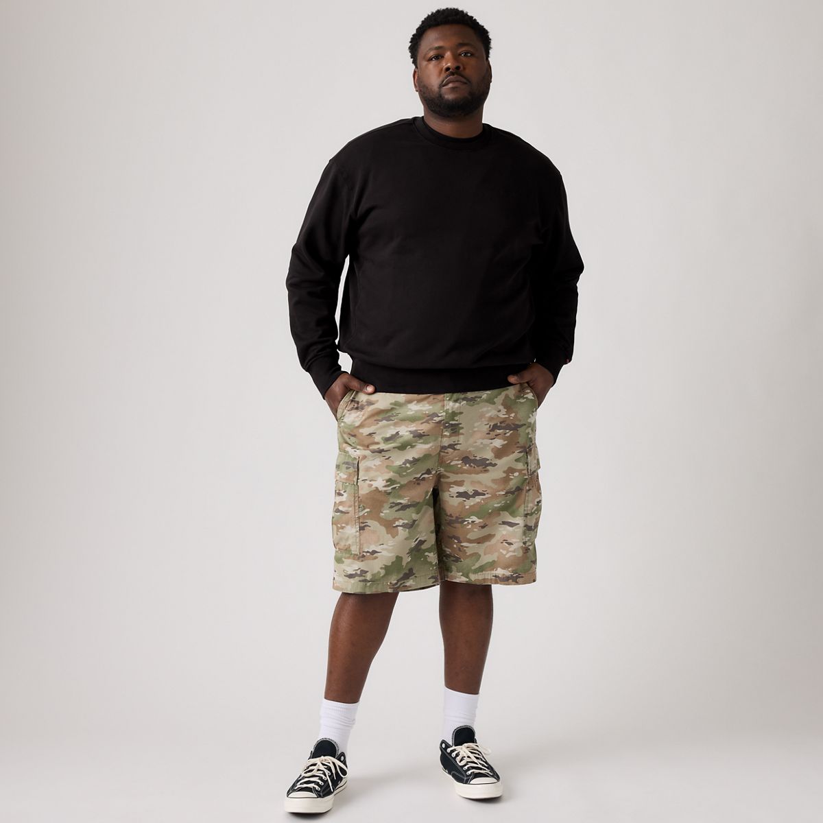 Carrier Cargo Shorts (Big & Tall) — Camo Green Ombre Ripstop Print - Multi Colour