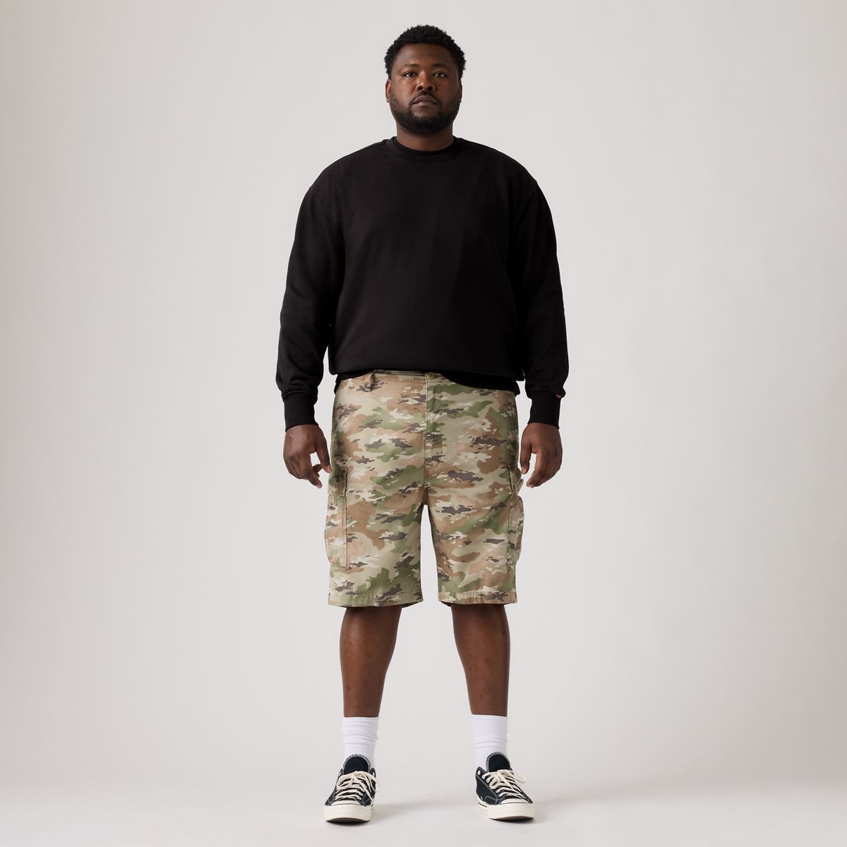 Carrier Cargo Shorts (Big & Tall) — Camo Green Ombre Ripstop Print - Multi Colour