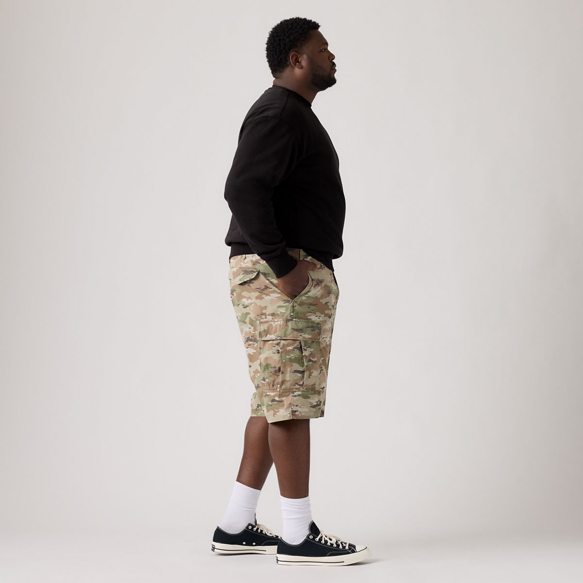 Carrier Cargo Shorts (Big & Tall) — Camo Green Ombre Ripstop Print - Multi Colour
