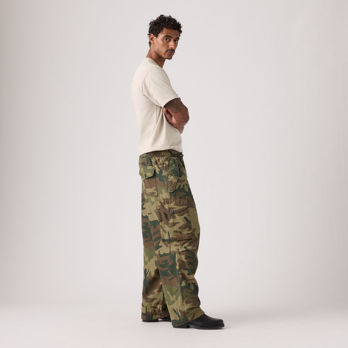 Baggy Field Cargo Men's Pants — Phalarope Camo Print - Green