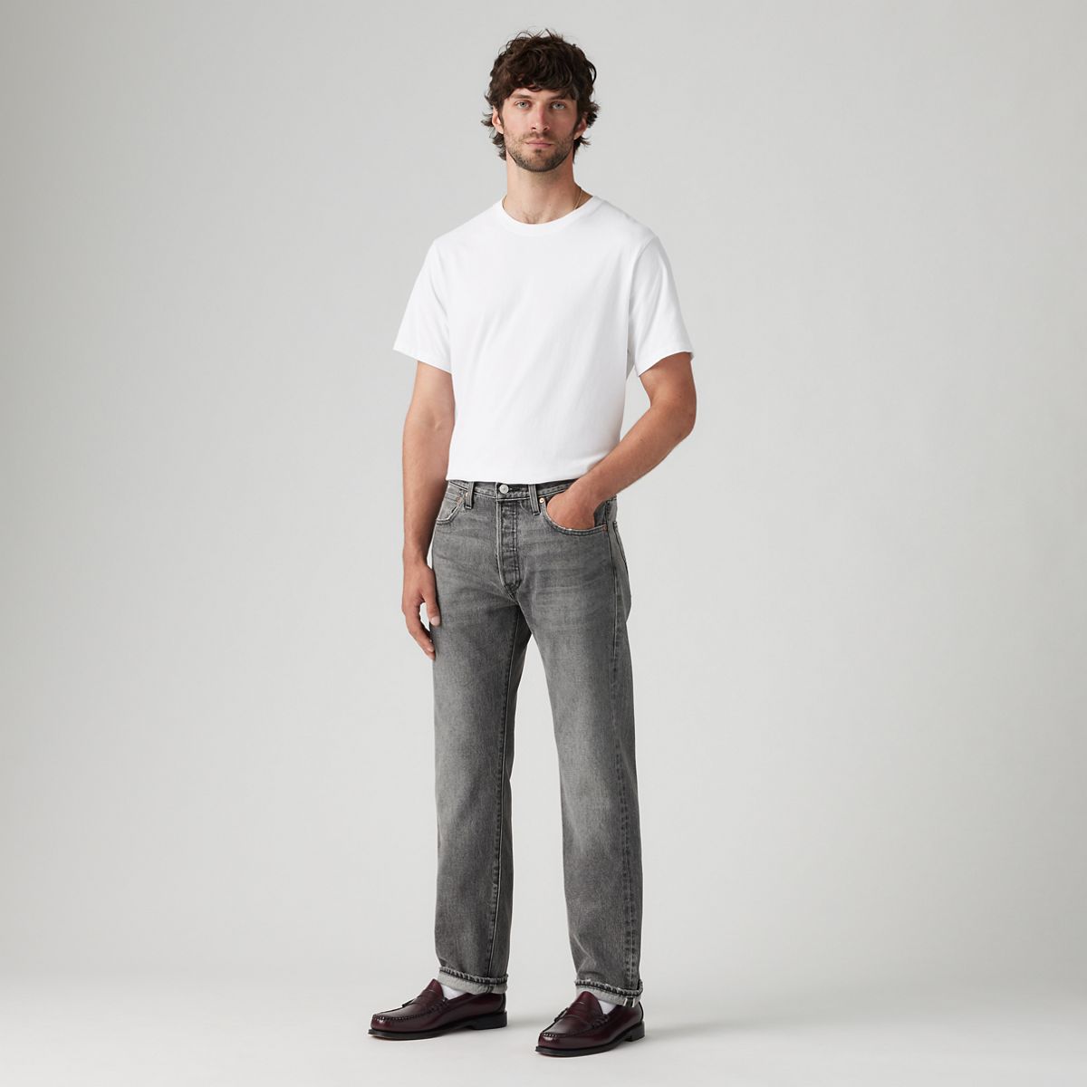 501® Original Selvedge Men's Jeans — Black Ash Selv - Black