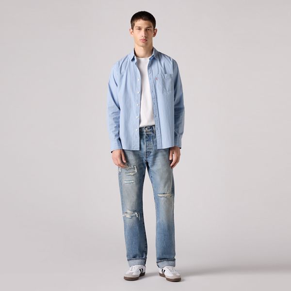 501® Original Selvedge Men's Jeans — Turquoise Rivet Dx Selv - Medium Wash