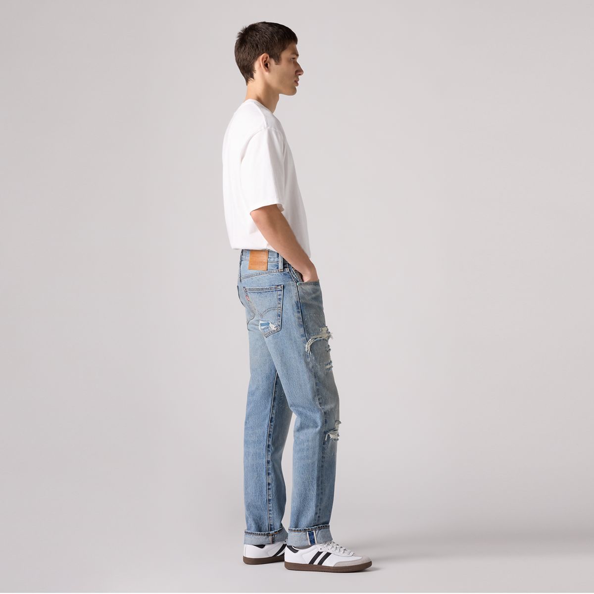 501® Original Selvedge Men's Jeans — Turquoise Rivet Dx Selv - Medium Wash