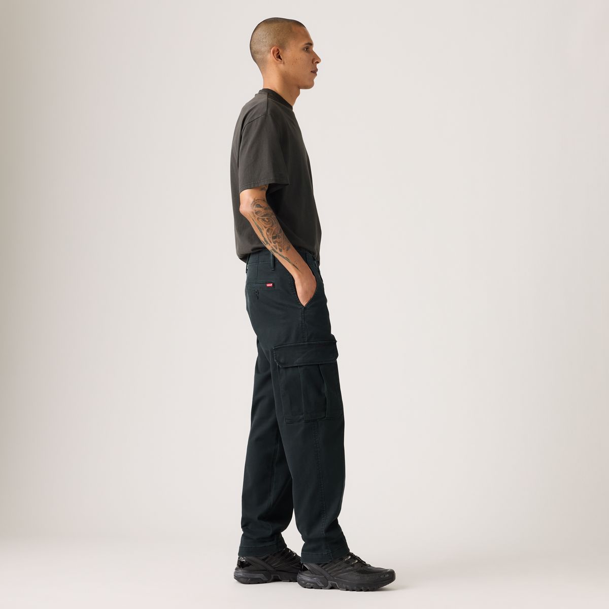 XX Cargo Taper Trousers — Mineral Black Twill - Black