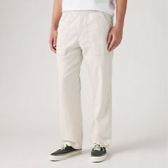Easy Relaxed Cotton Linen Pull On Surplus Men's Pants — Moonstruck - White 2