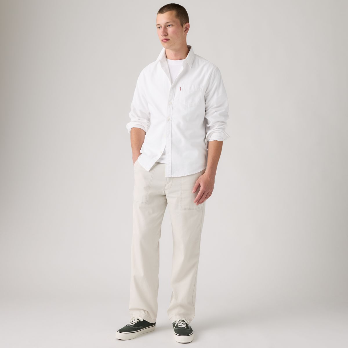 Easy Relaxed Cotton Linen Pull On Surplus Men's Pants — Moonstruck - White