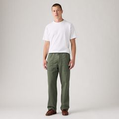 Easy Relaxed Cotton Linen Pull On Surplus Men's Pants — Kambaba - Green 5