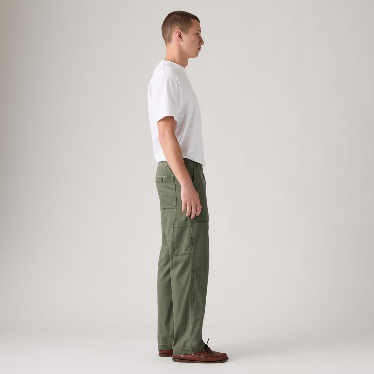 Easy Relaxed Cotton Linen Pull On Surplus Men's Pants — Kambaba - Green