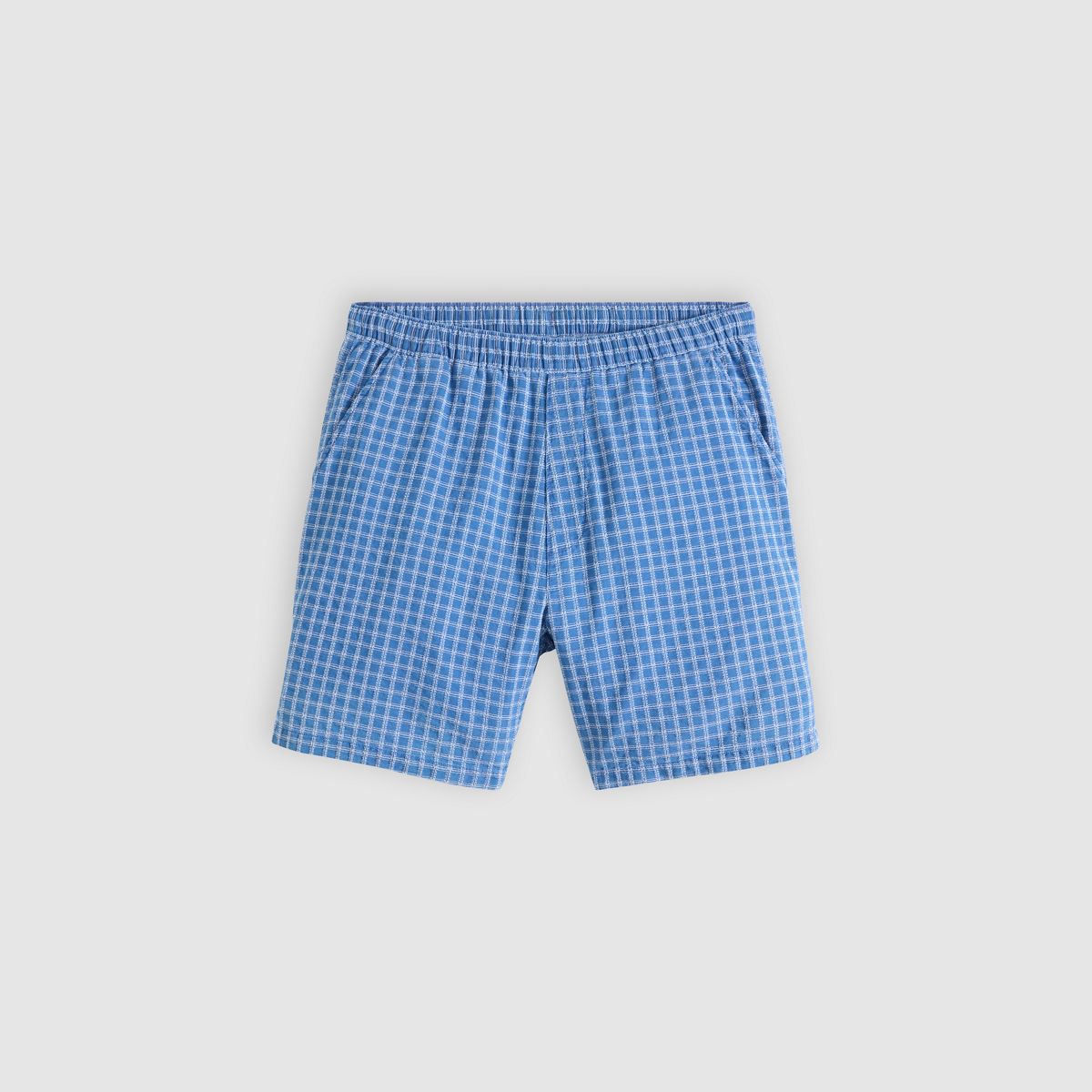 Boxer Cotton Linen 7" Men's Shorts — Sunshine Indigo Dobby - Medium Wash