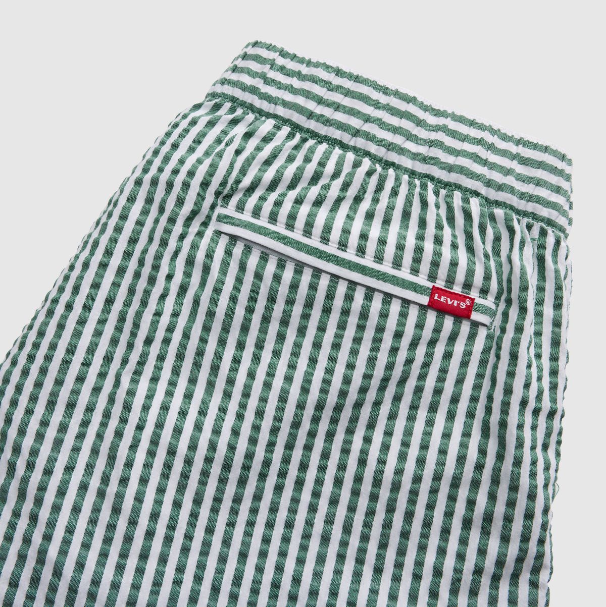 Boxer Cotton Linen 7" Men's Shorts — Aldwyn Stripe Eden Seersucker - Green