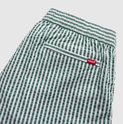 Boxer Cotton Linen 7" Men's Shorts — Aldwyn Stripe Eden Seersucker - Green 7