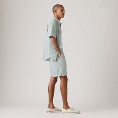 Boxer Cotton Linen 7" Men's Shorts — Aldwyn Stripe Eden Seersucker - Green 4