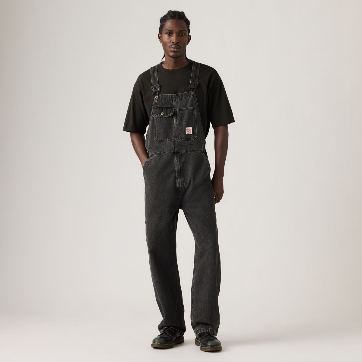 Loose Men's Overalls — Darkly Wash Overall - Black