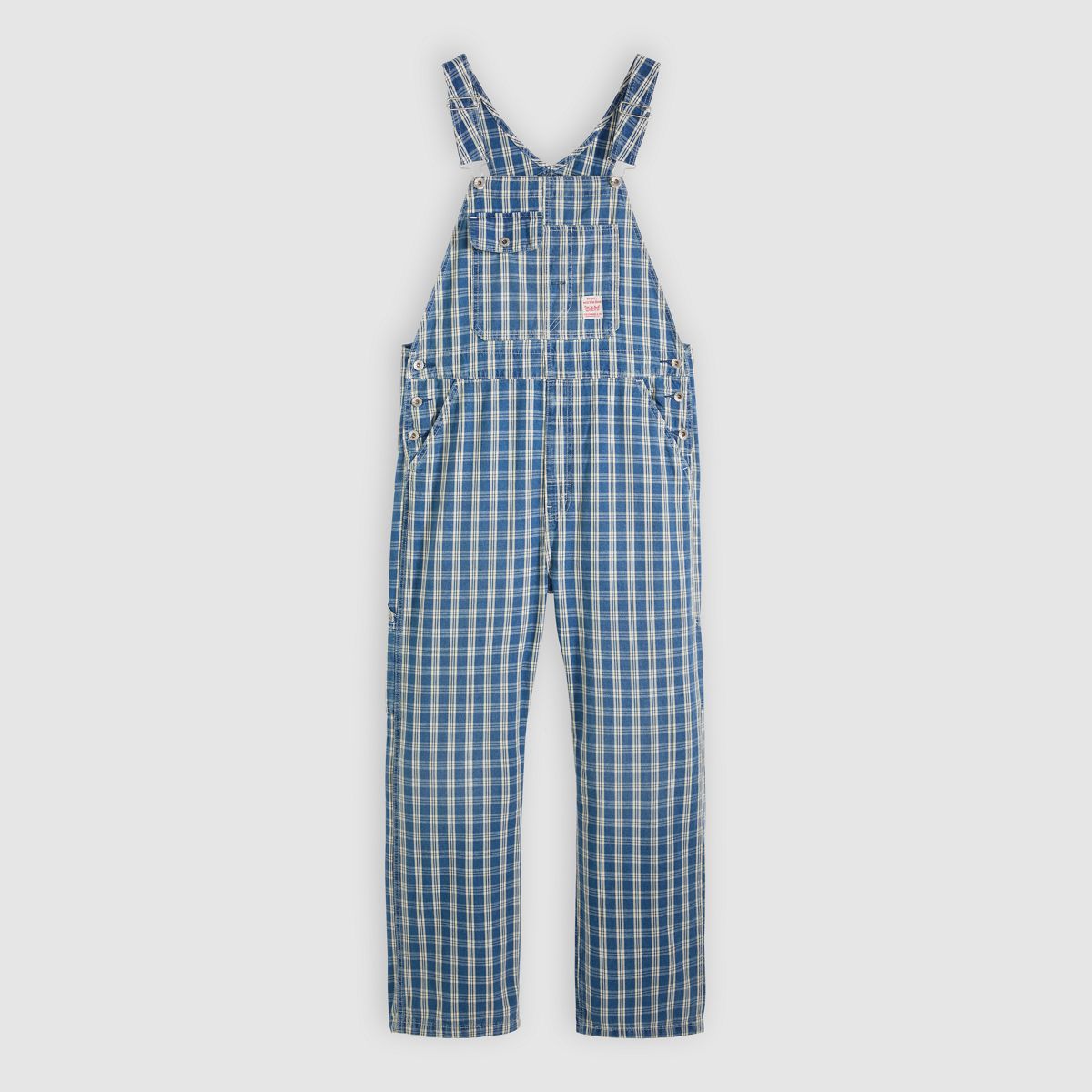 Loose Lightweight Overalls — Summer Check Lightweight Canvas - Blue
