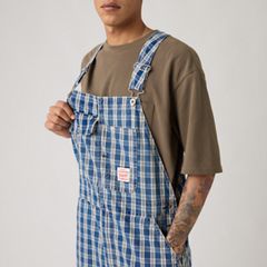 Loose Lightweight Overalls — Summer Check Lightweight Canvas - Blue 3