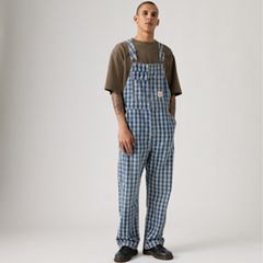 Loose Lightweight Overalls — Summer Check Lightweight Canvas - Blue 2