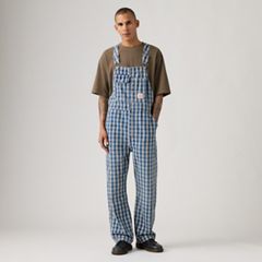 Loose Lightweight Overalls — Summer Check Lightweight Canvas - Blue 6