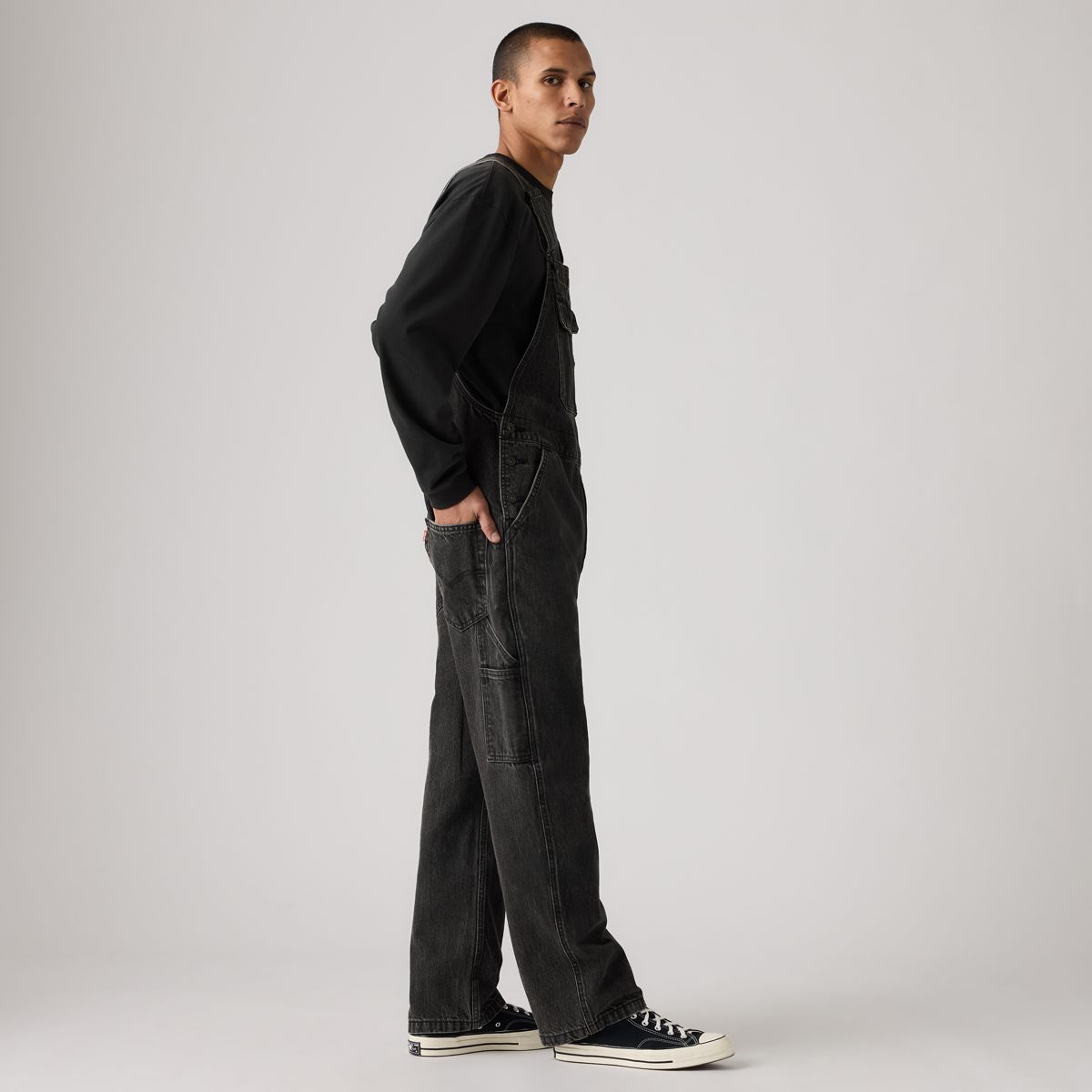 Loose Overalls — Darkly Wash Denim - Black