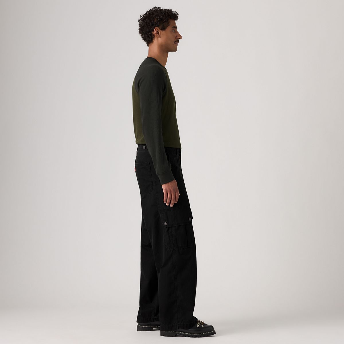 Canvas Extra Baggy Men's Cargo Pants — Mineral Black - Black