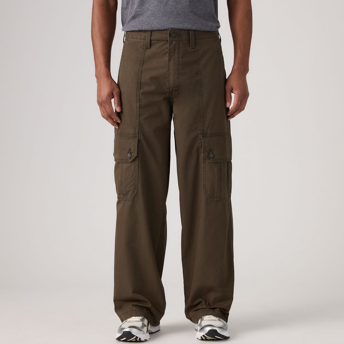 Canvas Extra Baggy Men's Cargo Pants — Komodo Green - Brown