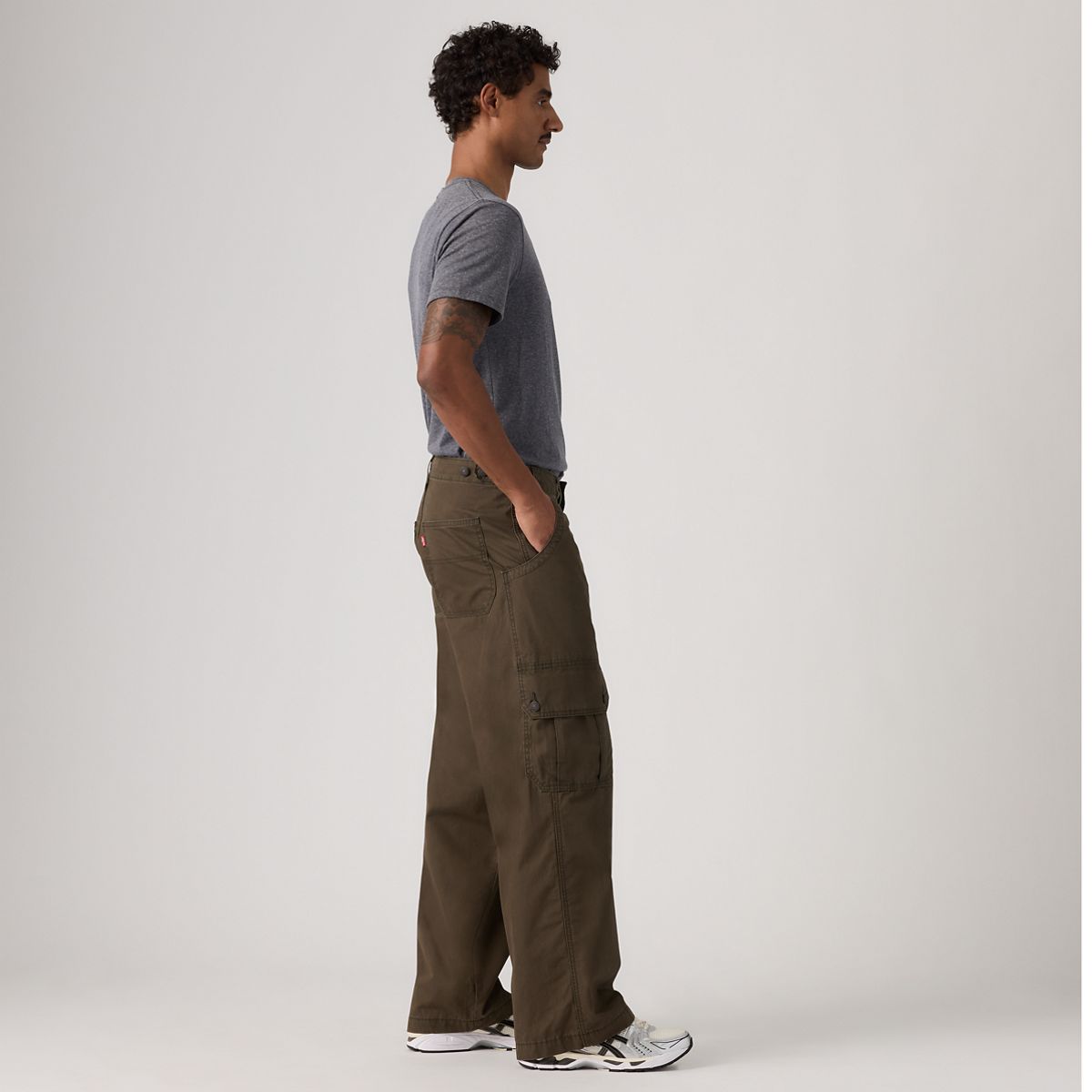 Canvas Extra Baggy Men's Cargo Pants — Komodo Green - Brown