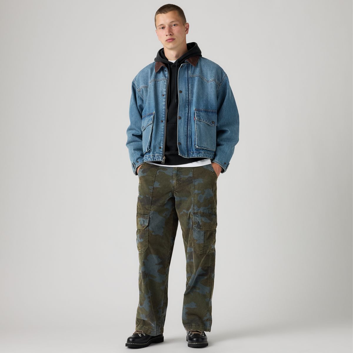 Canvas Extra Baggy Men's Cargo Pants — Brady Gray Snow Wash - Multi-Color