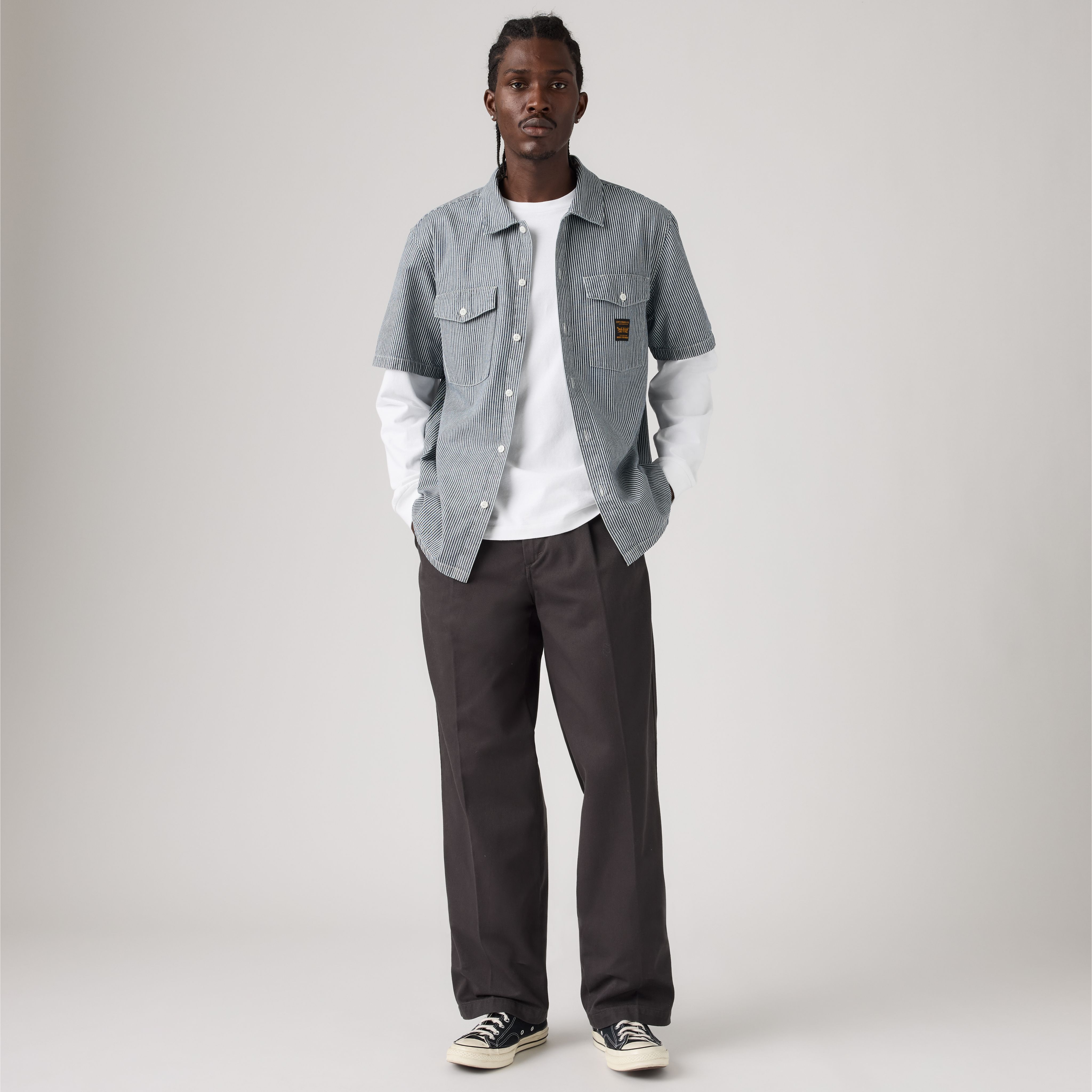Loose Pleated Work Men's Chino Pants 1