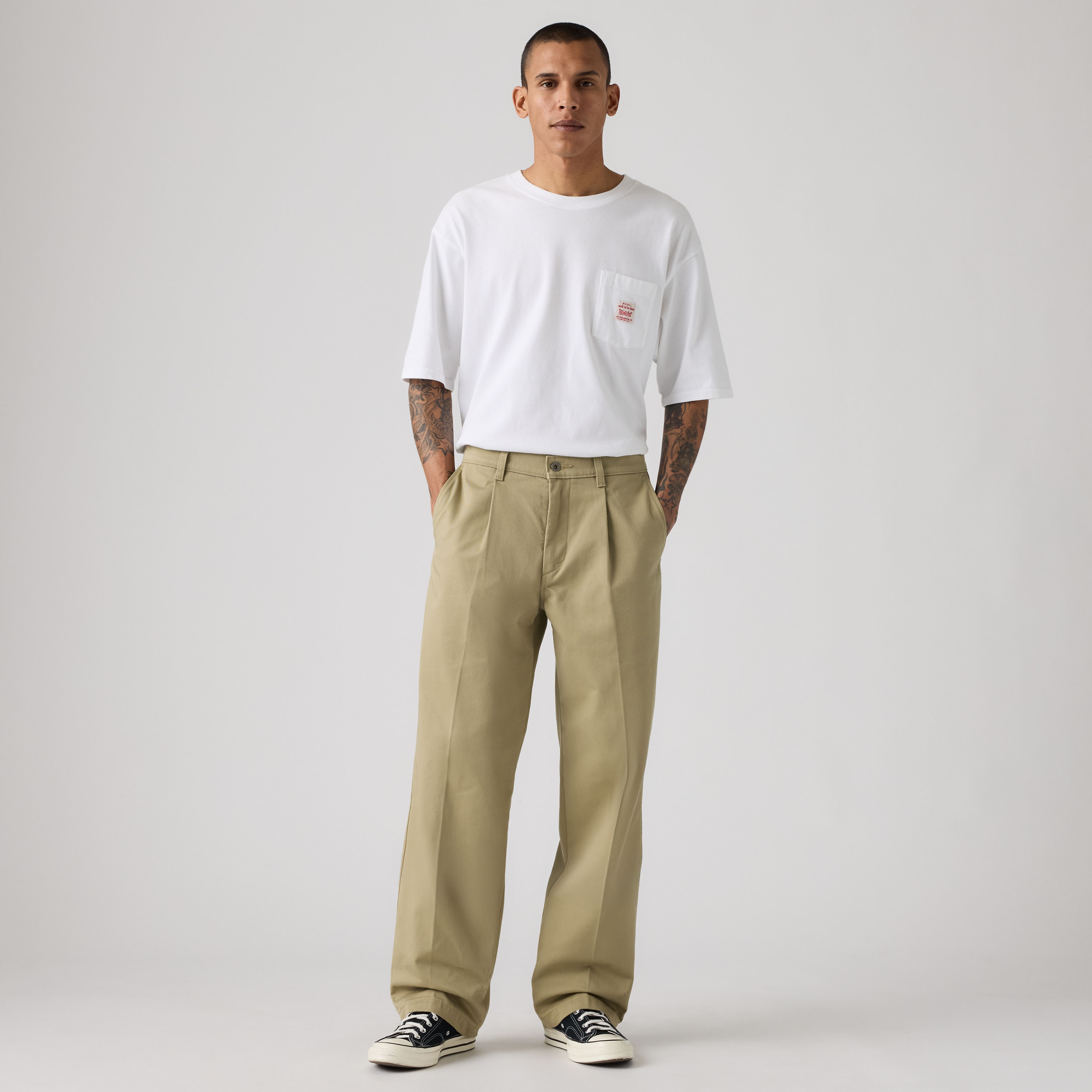 Loose Pleated Work Men's Chino Pants 3