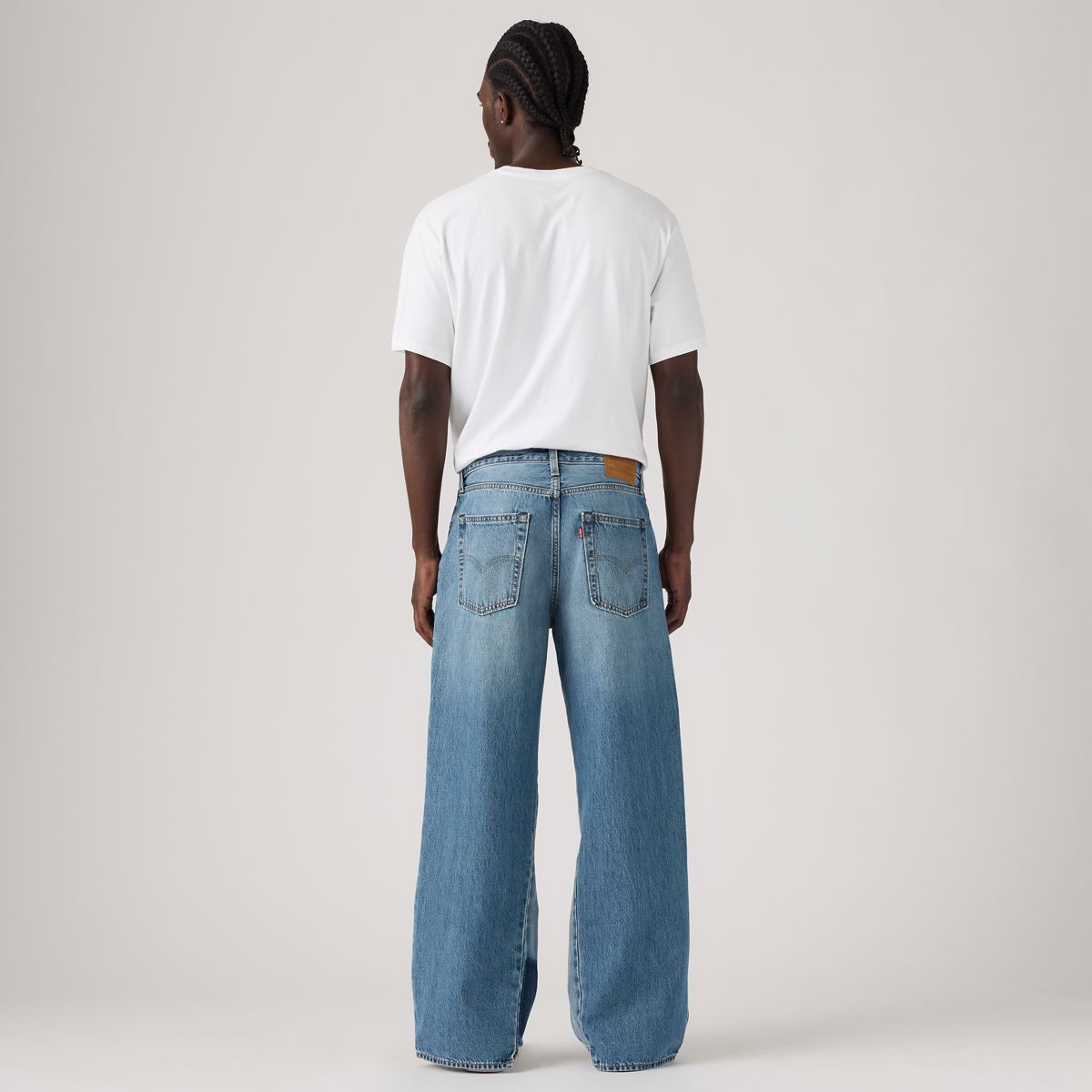 Baggy Wide-Leg Men's Jeans — Rain All Day Pieced - Medium Wash