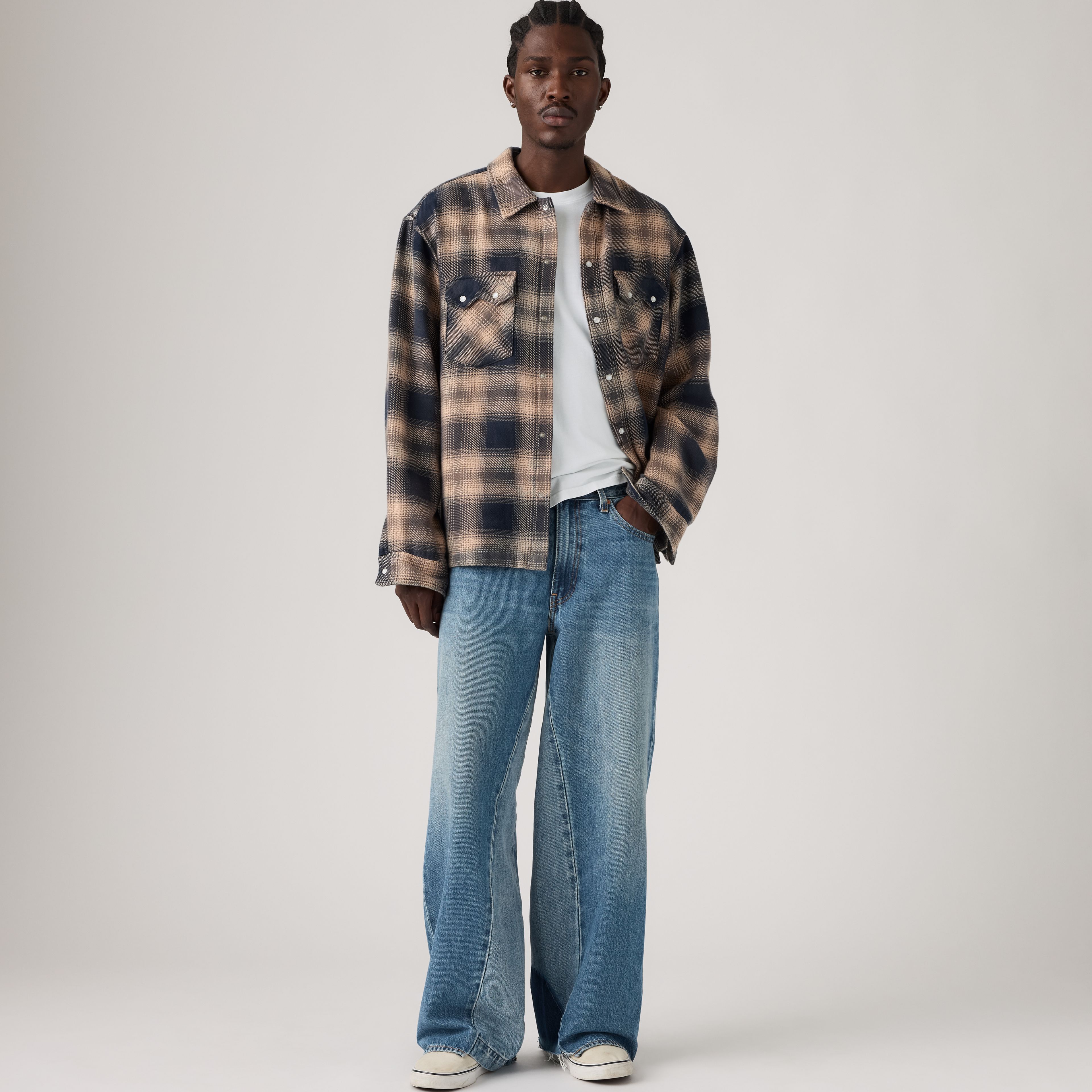 Baggy Wide-Leg Pieced Men's Jeans